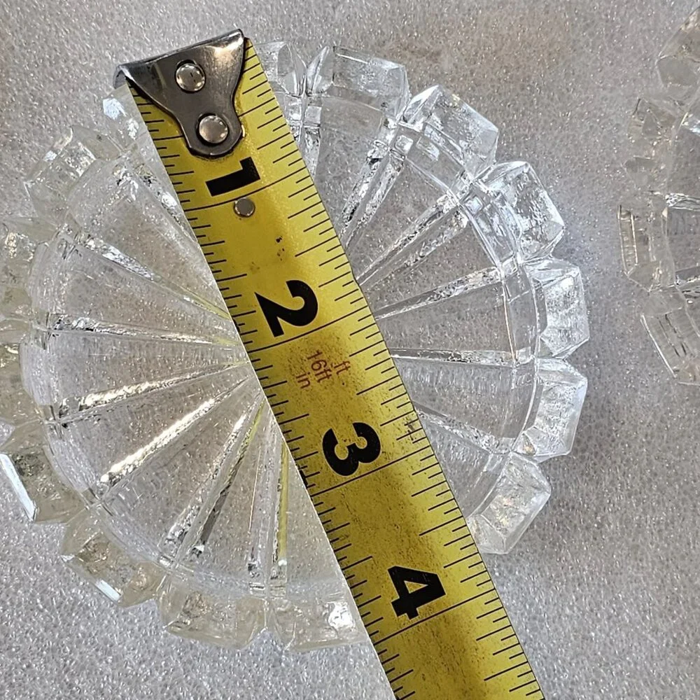 60s 6 Bolemia Czech Clear Cut Glass Ashtrays Trinket Dishes Coasters MCM Barware